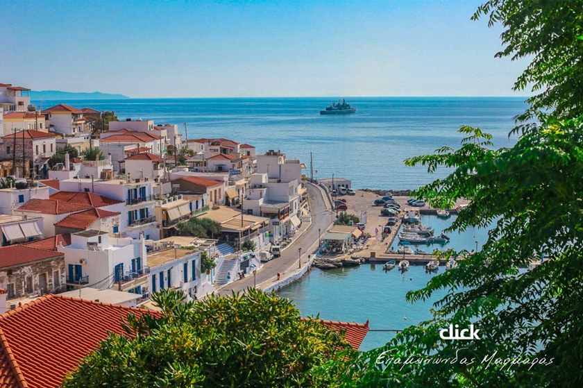 View of the small port in Batsi.