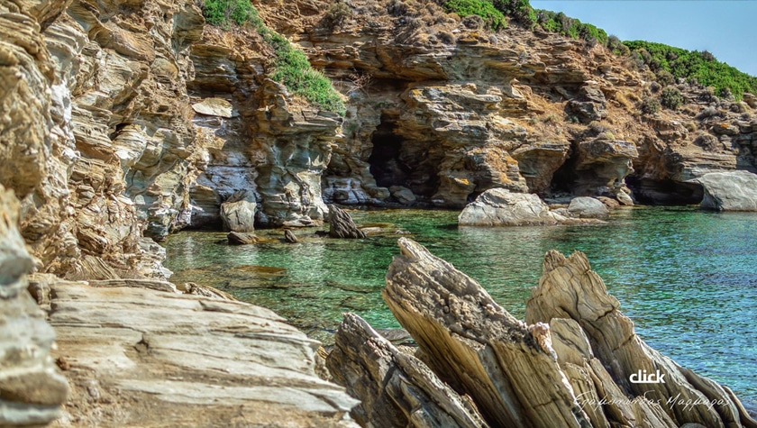 Andros and its coastline with crystal-clear waters